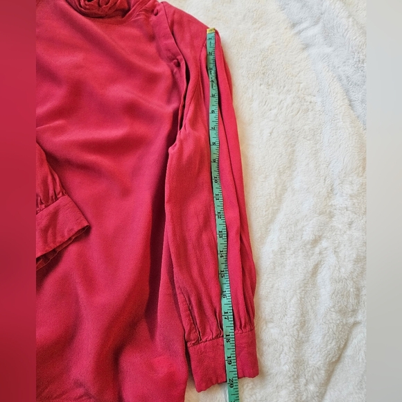 IRO Sense Button Detail Crepe De Chine Blouse Pink Mock-Neck - Picture 6 of 8